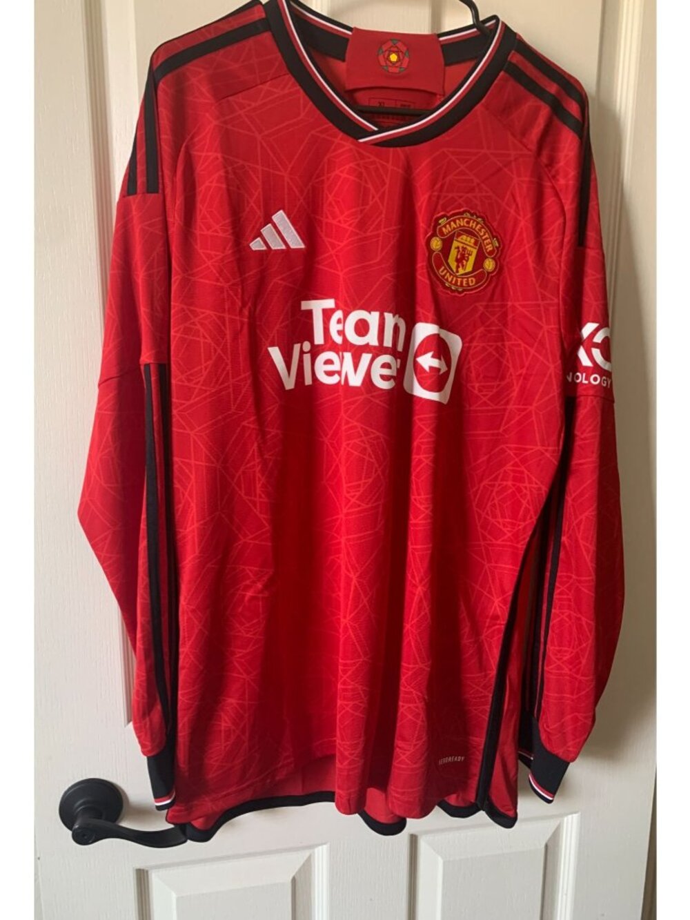 Manchester United 2023 Adidas Home Jersey XL Red Long Sleeve Soccer Shirt